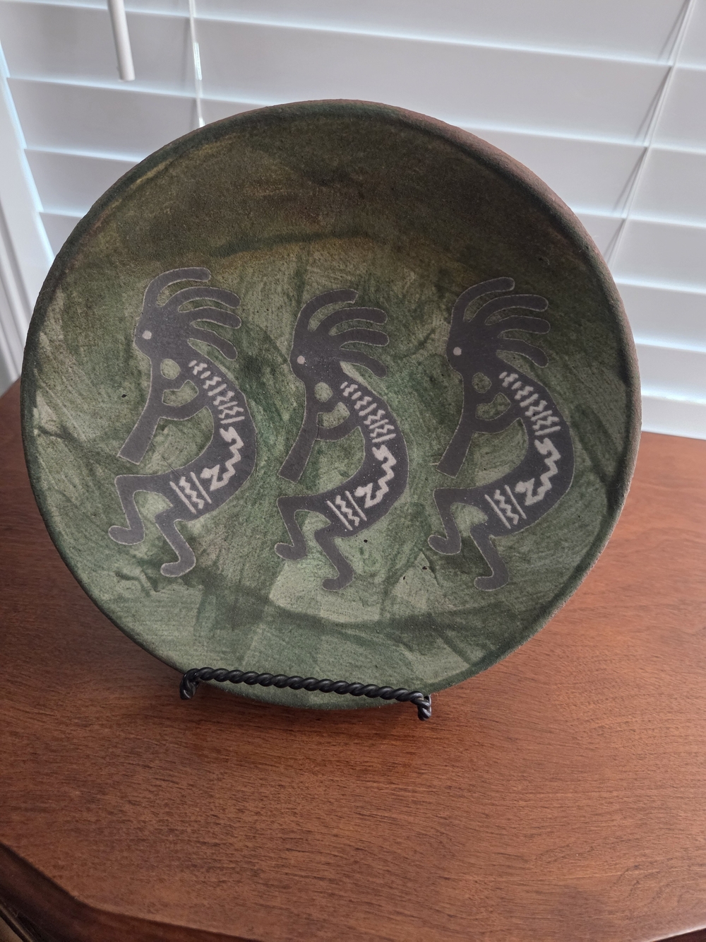 Handcrafted Green Kokopelli Decorative Plate